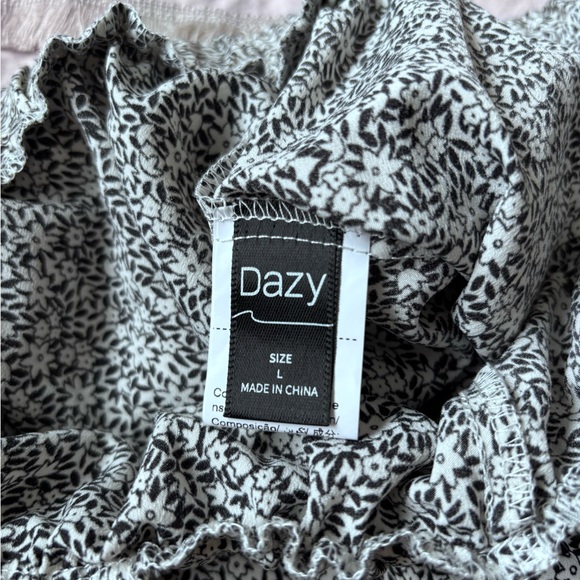 Floral Black and White Flowy Midi Skirt Dazy Size L - Picture 6 of 6